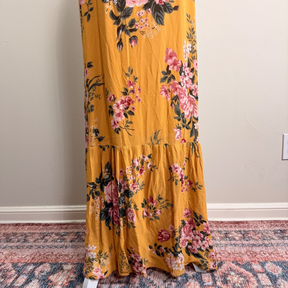 Reformation Jasen Dress Anjelica Yellow Floral Tie Strap Maxi Dress Size 6 - Picture 10 of 12